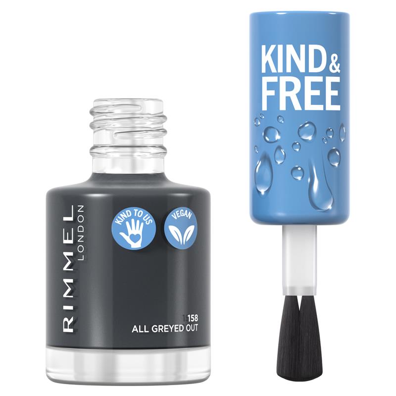 Load image into Gallery viewer, Rimmel Kind &amp; Free Nail Polish 158 All Greyed Out
