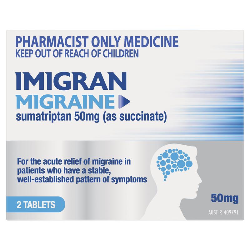 Load image into Gallery viewer, Imigran Migraine 50mg 2 Tablets - Sumatriptan (S3)
