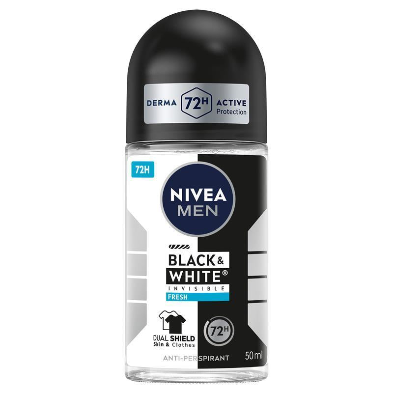 Load image into Gallery viewer, NIVEA MEN Black &amp; White Fresh Roll On Deodorant 72H Protection 50ml
