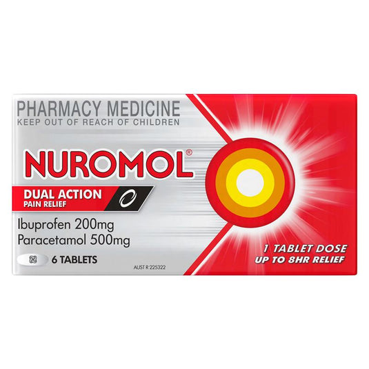 Nuromol Strong Pain Relief Tablets 6 pack Ibuprofen 200mg Paracetamol 500mg