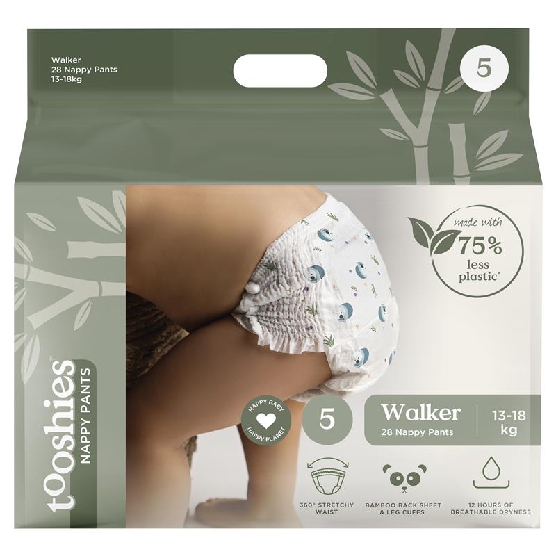Load image into Gallery viewer, Tooshies Eco Nappy Pants Size 5 Walker 13-18kg 28 Pack
