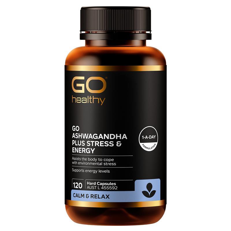 Load image into Gallery viewer, GO Healthy Ashwagandha Plus Stress &amp; Energy 120 Hard Capsules Exclusive Size
