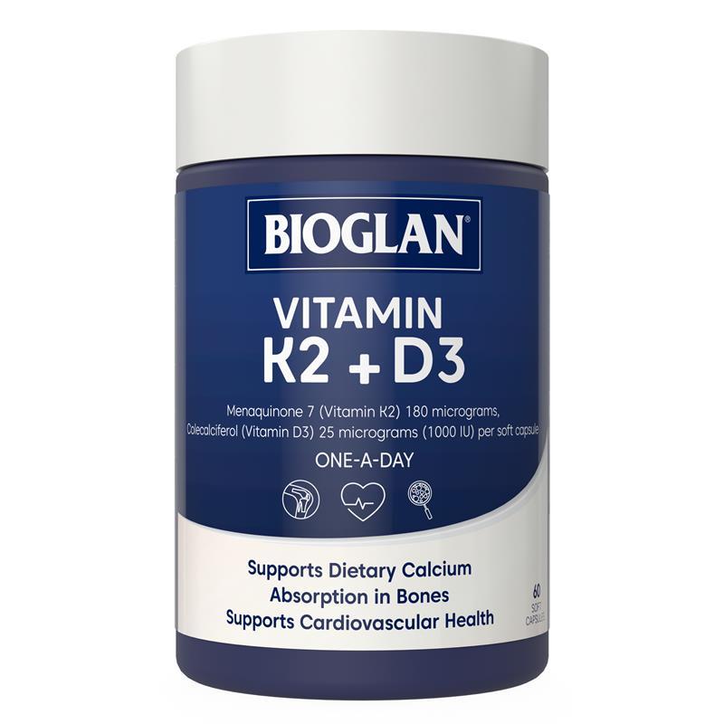 Load image into Gallery viewer, Bioglan Vitamin K2 + D3 60 Capsules
