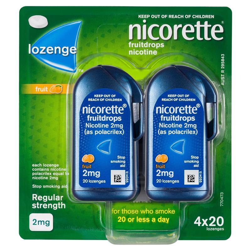 Load image into Gallery viewer, Nicorette Quit Smoking Cooldrops Fresh Fruit Lozenges 2mg 80 Pieces
