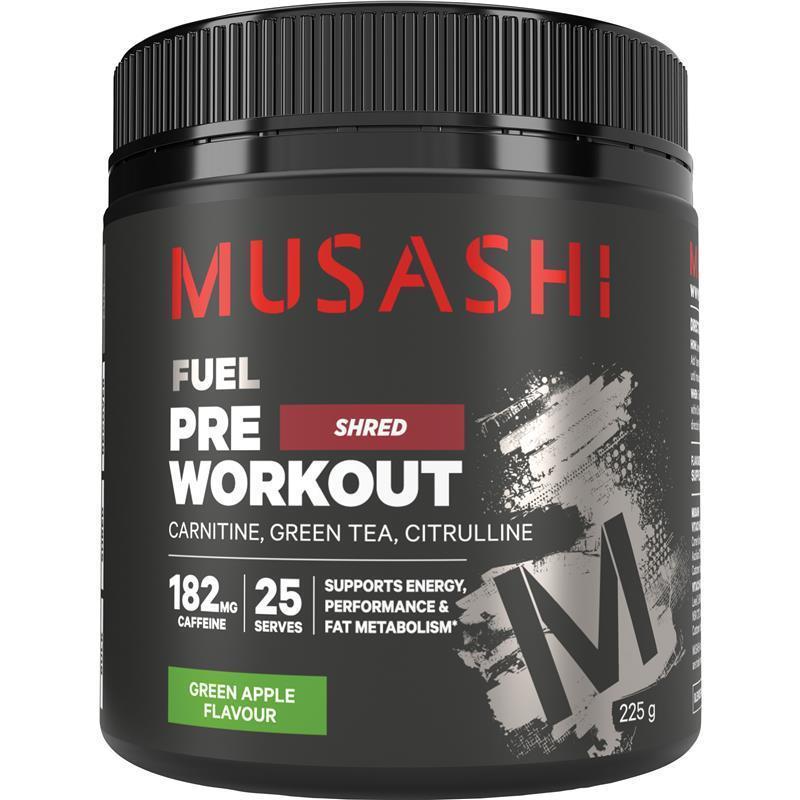 Load image into Gallery viewer, Musashi Pre Workout Shred Green Apple 225g
