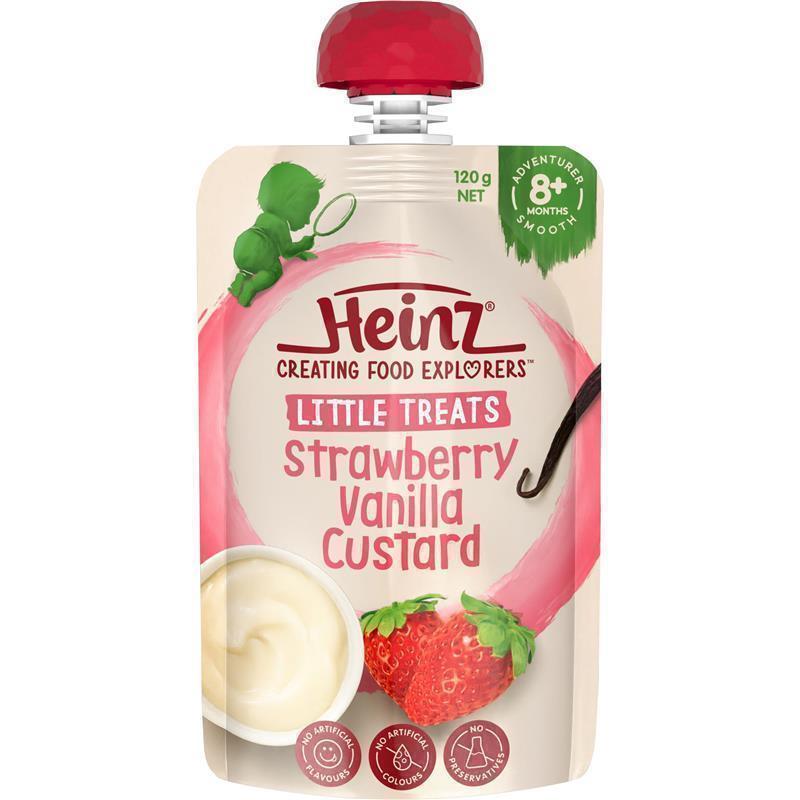 Load image into Gallery viewer, Heinz Strawberry &amp; Vanilla Custard Pouch 120g
