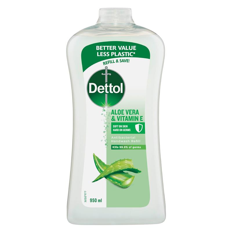 Load image into Gallery viewer, Dettol Hand Wash Aloe Vera Refill 950mL Vitamin E Antibacterial Liquid
