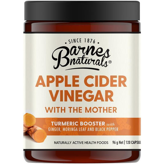 Barnes Naturals Apple Cider Vinegar with The Mother Turmeric Boost 120 Capsules