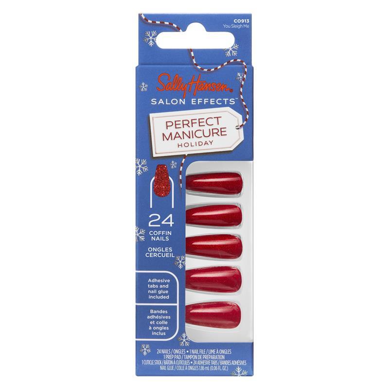 Load image into Gallery viewer, Sally Hansen Salon Effects Perfect Manicure 24 Press On Nails Once Upon A Holiday Collection You Sleigh Me
