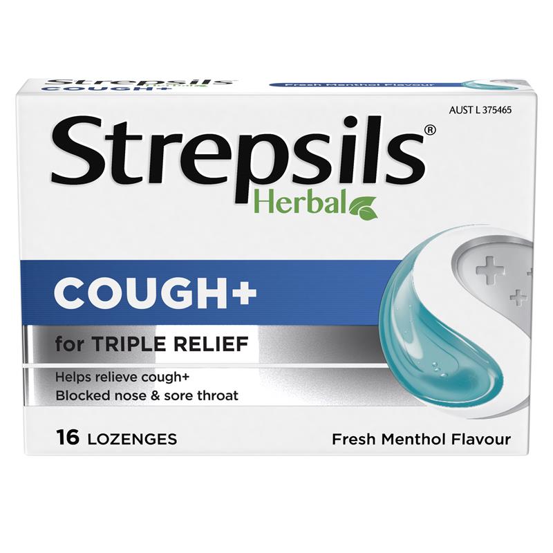 Load image into Gallery viewer, Strepsils Herbal Cough Lozenges Fresh Menthol 16 Pack
