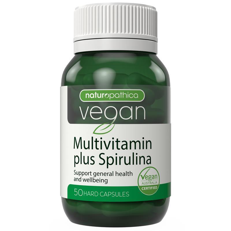 Load image into Gallery viewer, Naturopathica Vegan Multi Vitamin Plus Spirulina 50 Capsules
