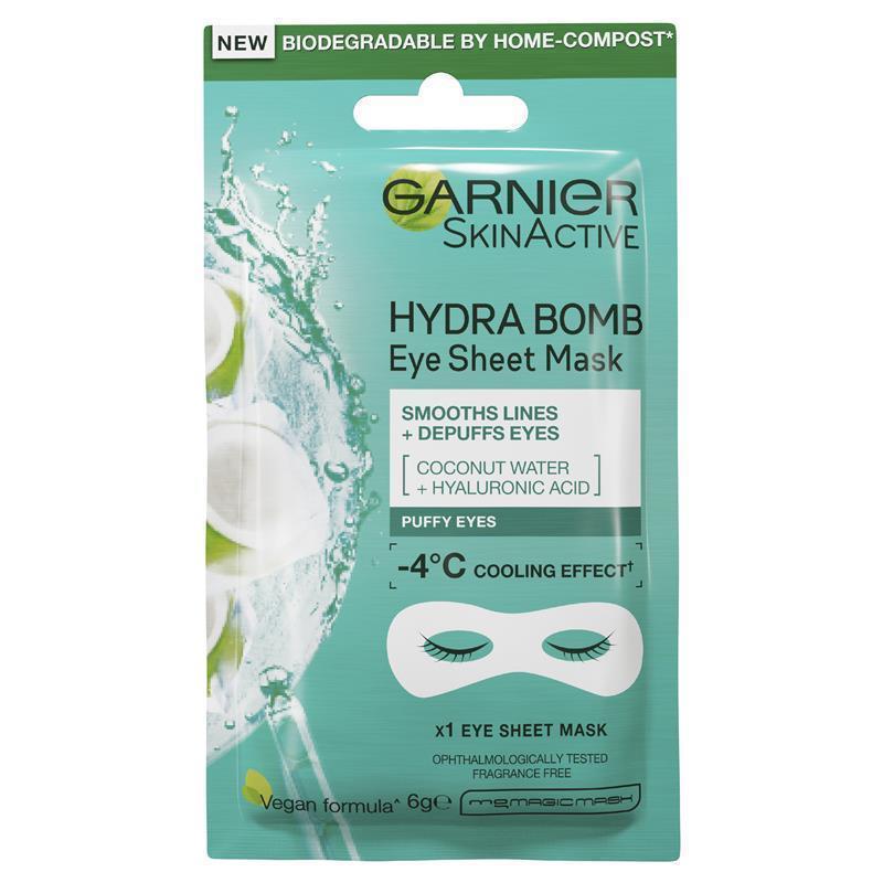 Load image into Gallery viewer, Garnier Hydra Bomb Hyaluronic Acid + Coconut Water Eye Sheet Mask

