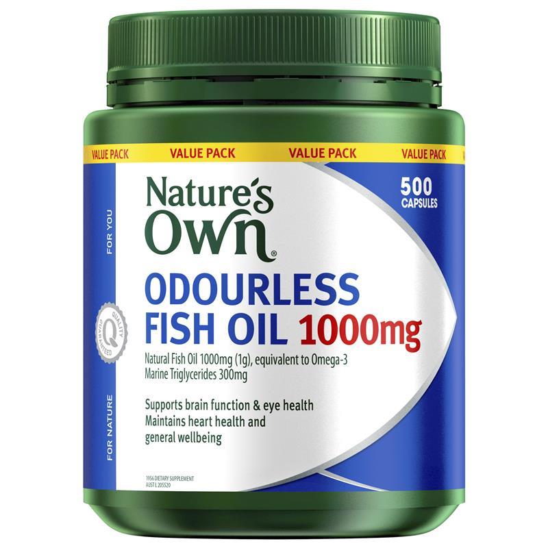 Load image into Gallery viewer, Nature's Own Odourless Fish Oil 1000mg 500 Capsules Exclusive Size
