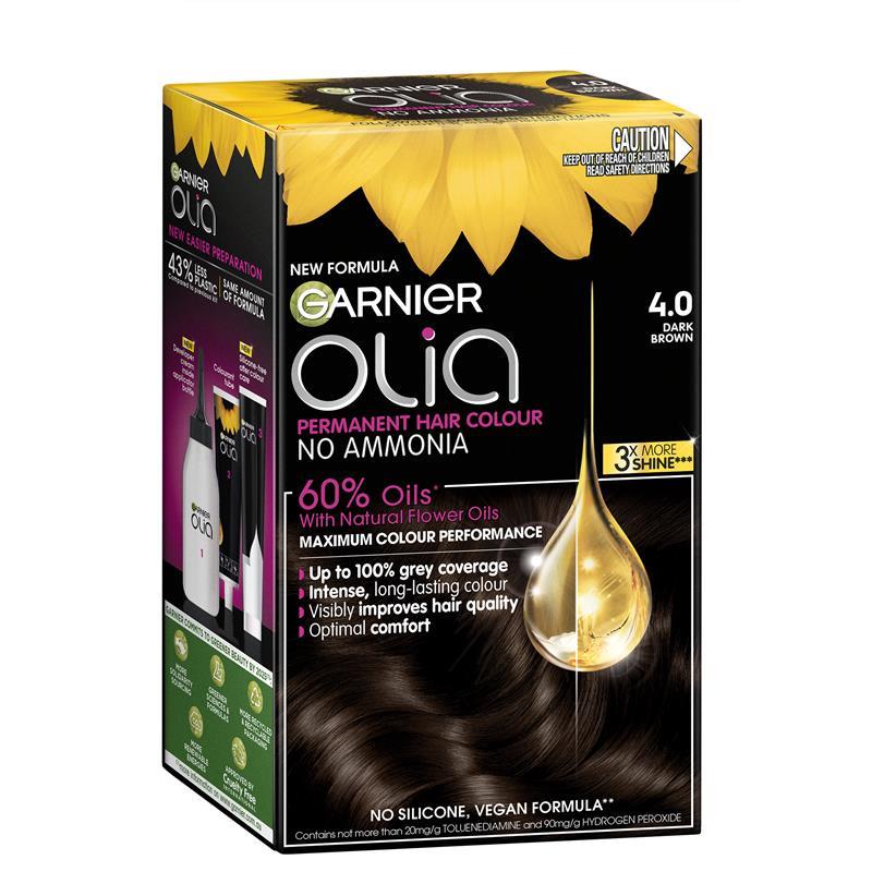 Load image into Gallery viewer, Garnier Olia 4.0 Dark Brown Permanent Hair Colour No Ammonia 60% Oils
