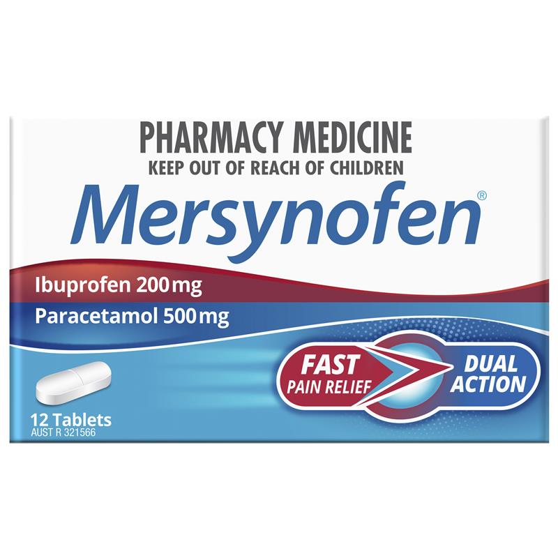 Load image into Gallery viewer, Mersynofen Pain Relief Tablets with Paracetamol + Ibuprofen 12 Pack
