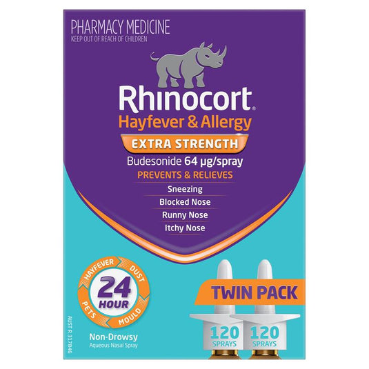 Rhinocort Extra Strength Hayfever & Allergy Nasal Spray 120 Sprays x 2 Pack
