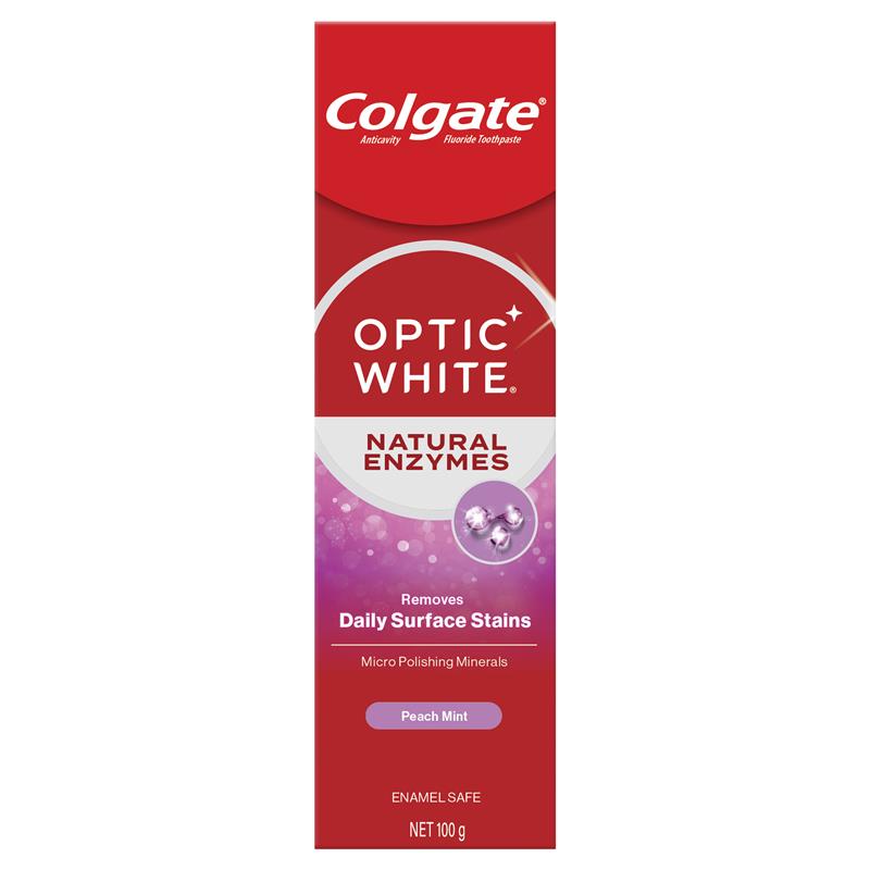 Load image into Gallery viewer, Colgate Toothpaste Optic White Natural Enzymes Peach Mint 100g
