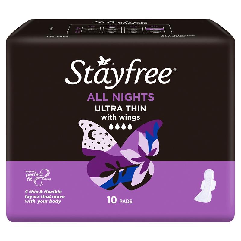 Load image into Gallery viewer, Stayfree Ultra Thin All Night Sanitary Pads With Wings 10 Pack
