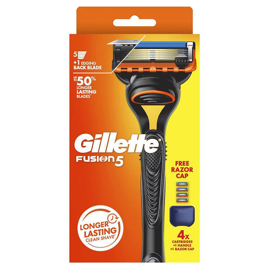 Gillette Fusion Manual Razor + 4 Blade Refills Starter Kit