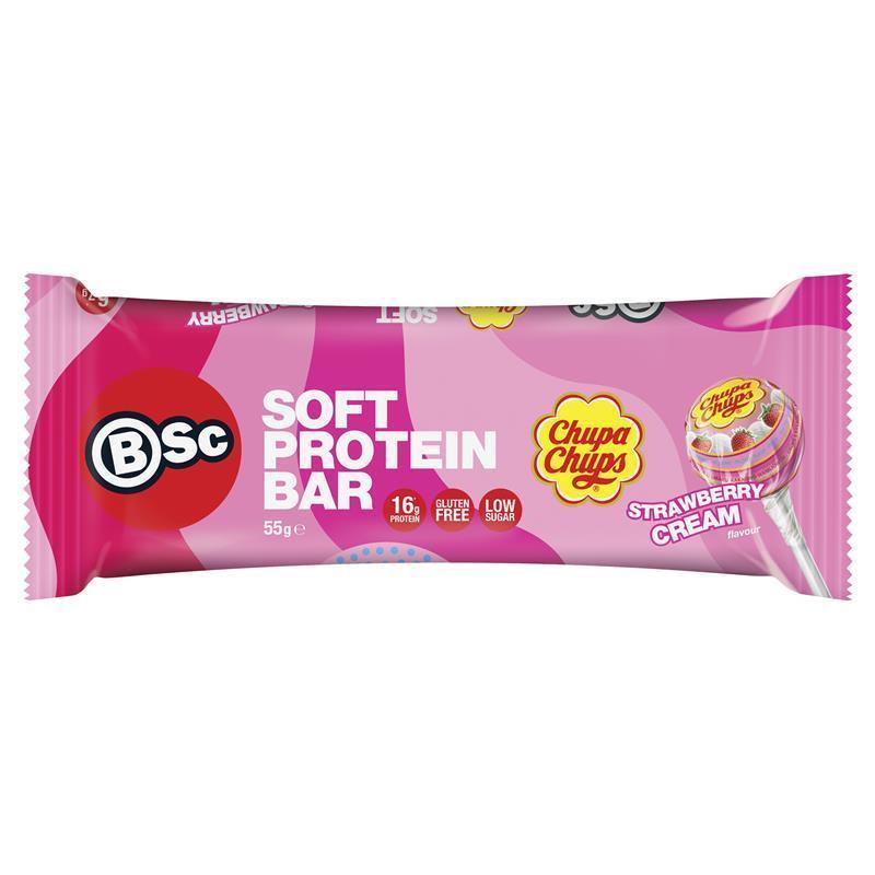 Load image into Gallery viewer, BSc x Chupa Chups Soft Protein Bar Strawberry Cream 55g
