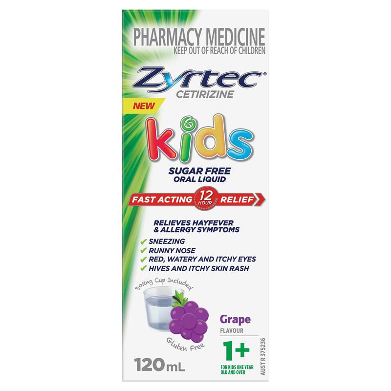 Load image into Gallery viewer, Zyrtec Kids Antihistamine Allergy &amp; Hayfever Oral Liquid Grape 120mL
