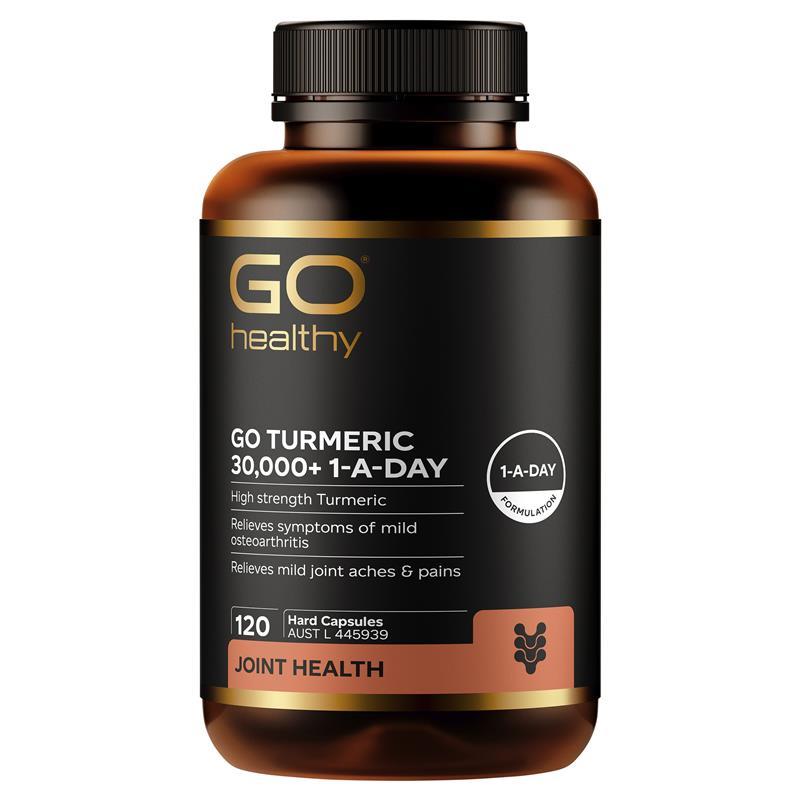 Load image into Gallery viewer, Go Healthy Turmeric 30000+ 1 A Day 120 Vege Capsules Exclusive Size
