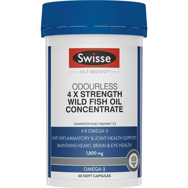 Load image into Gallery viewer, Swisse Ultiboost 4 x Strength Wild Fish Oil Concentrate 60 Capsules
