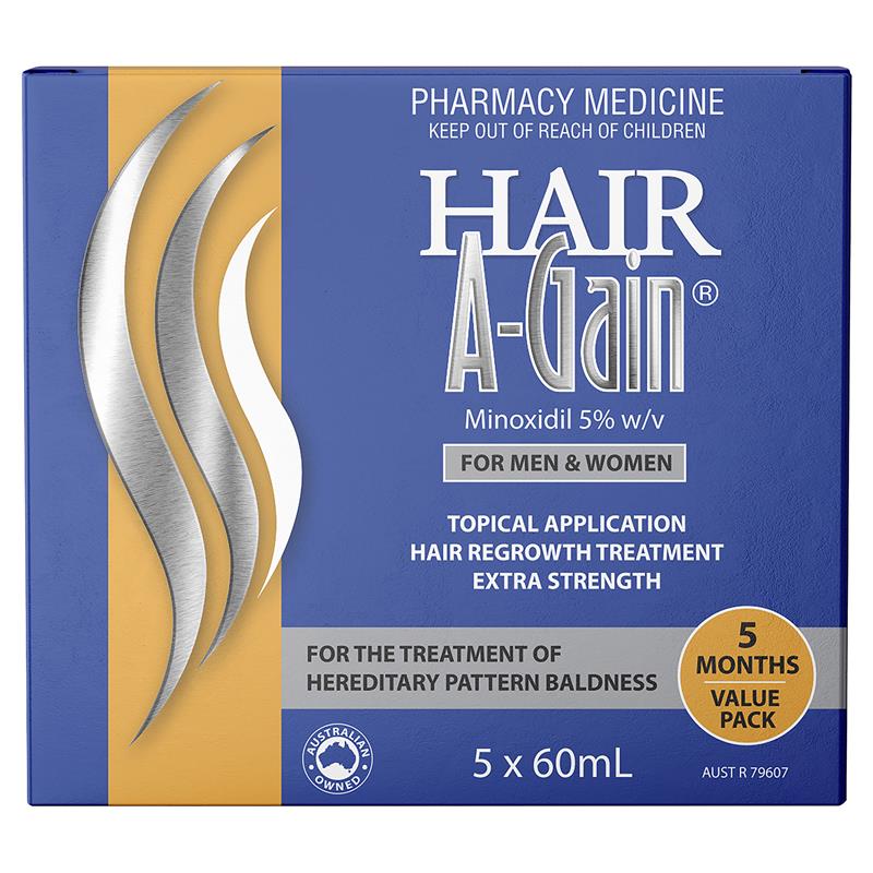 Load image into Gallery viewer, Hair A-Gain Hair Regrowth Treatment Extra Strength for Men &amp; Women – 5 Month Value Pack – 5 x 60ml
