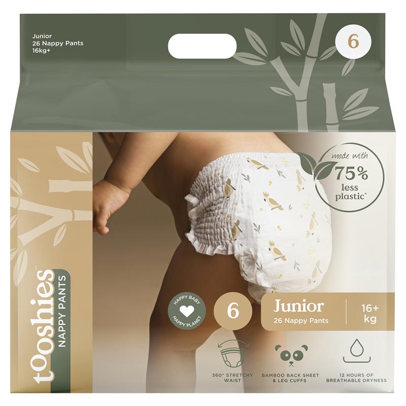 Load image into Gallery viewer, Tooshies Eco Nappy Pants Size 6 Junior 16kg+ 26 Pack
