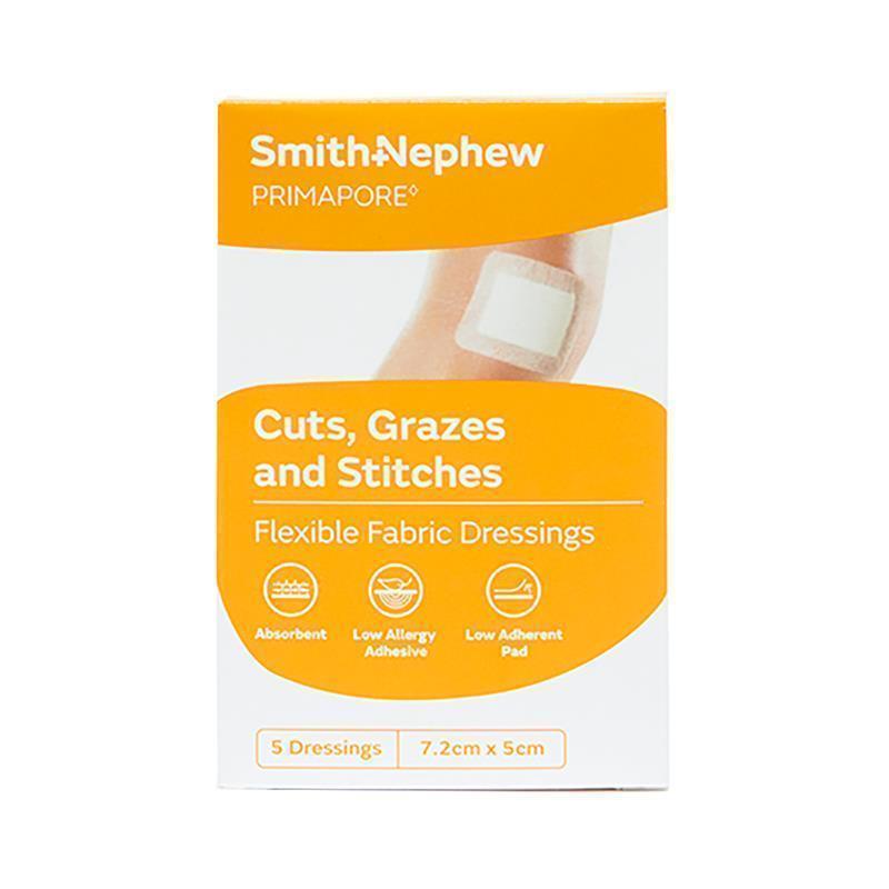 Load image into Gallery viewer, Primapore Flexible Fabric Dressing 7.2cm x 5cm 5 Pack
