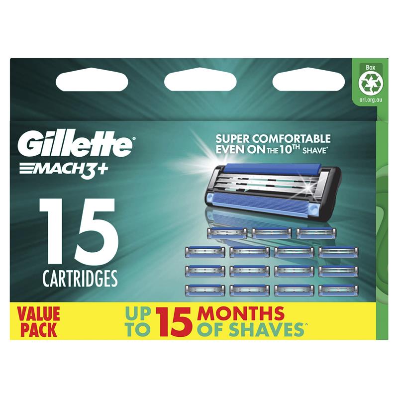 Load image into Gallery viewer, Gillette Mach 3+ Cartridges Value 15 Pack
