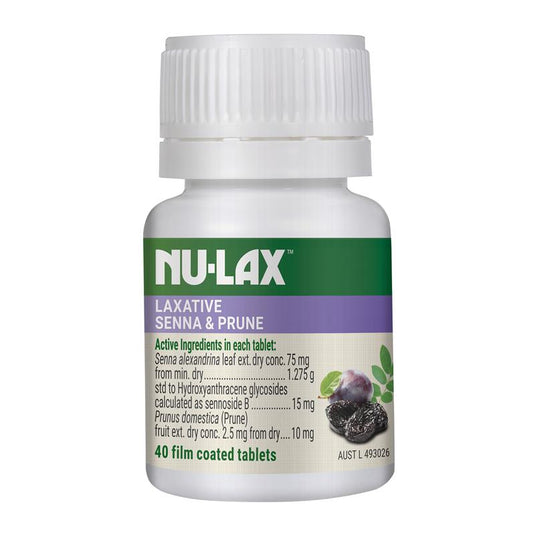 Nulax Natural Laxative Tablets with Senna and Prunes 40 Tablets