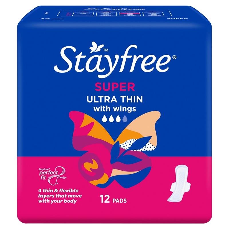 Load image into Gallery viewer, Stayfree Ultra Thin Super Sanitary Pads With Wings 12 Pack
