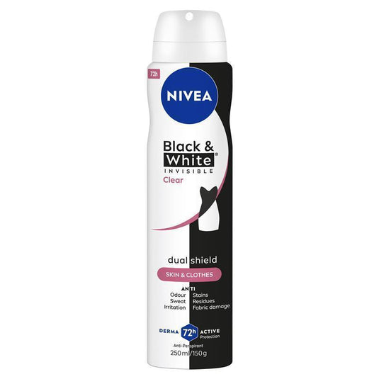 NIVEA Black & White Clear Aerosol Deodorant 72H Protection 250ml