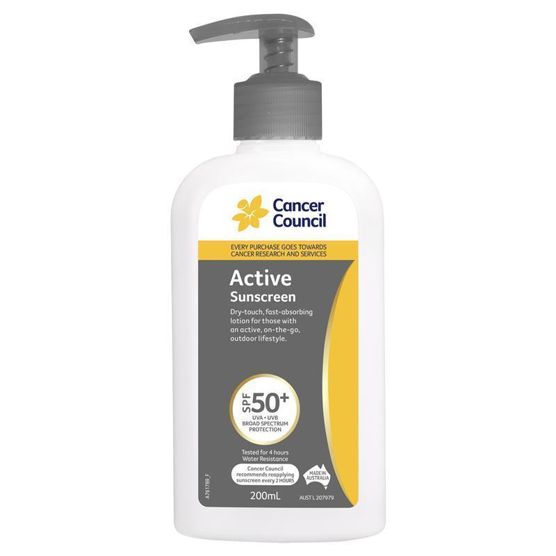 Load image into Gallery viewer, Cancer Council SPF 50+ Active 200ml Pump
