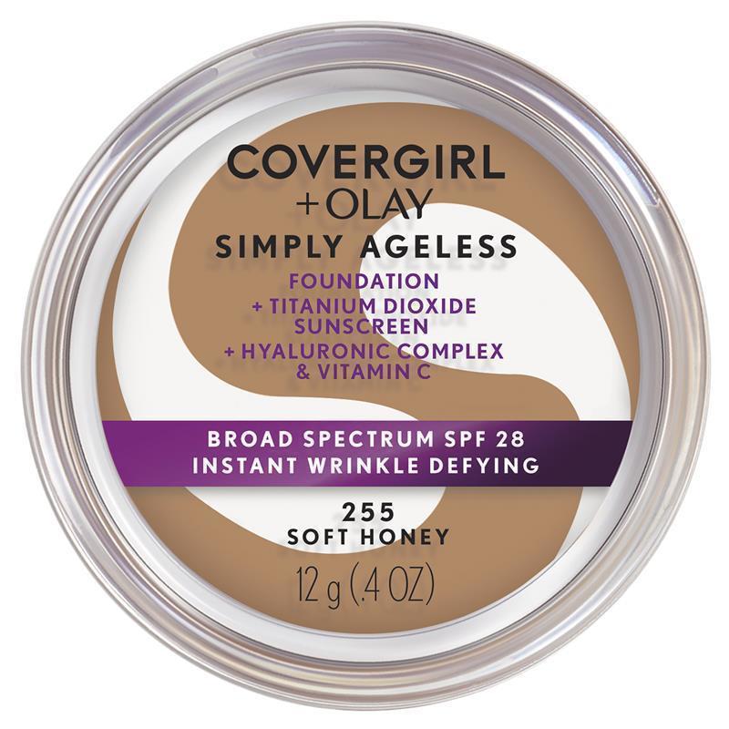 Load image into Gallery viewer, Covergirl Simply Ageless Instant Wrinkle Defying Foundation 255 Soft Honey 12g
