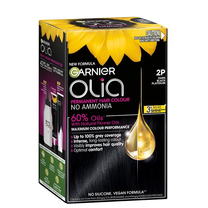 Load image into Gallery viewer, Garnier Olia 2P Platinum Black Permanent Hair Colour No Ammonia 60% Oils
