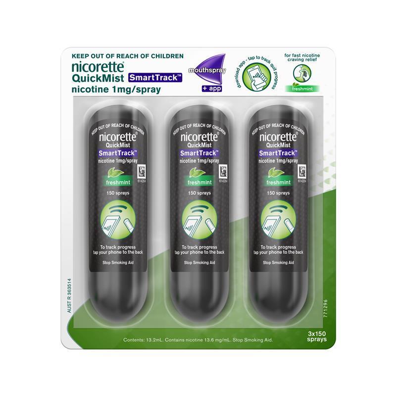 Load image into Gallery viewer, Nicorette Quit Smoking QuickMist SmartTrack Nicotine Mouth Spray Freshmint Triple Pack
