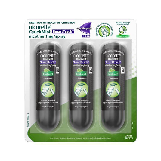 Nicorette Quit Smoking QuickMist SmartTrack Nicotine Mouth Spray Freshmint Triple Pack