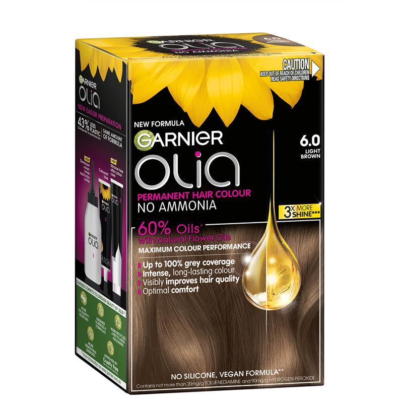 Load image into Gallery viewer, Garnier Olia 6.0 Light Brown Permanent Hair Colour No Ammonia 60% Oils
