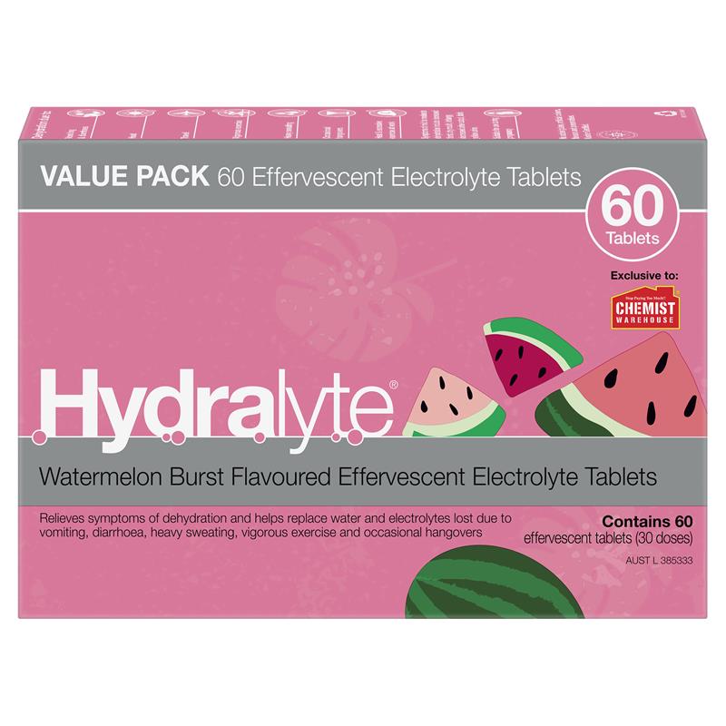 Load image into Gallery viewer, Hydralyte Electrolyte Effervescent Watermelon 60 Tablets Exclusive Size
