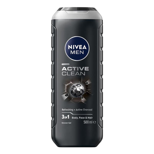 NIVEA MEN Active Clean 3-IN-1 Shower Gel Body Wash 500ml