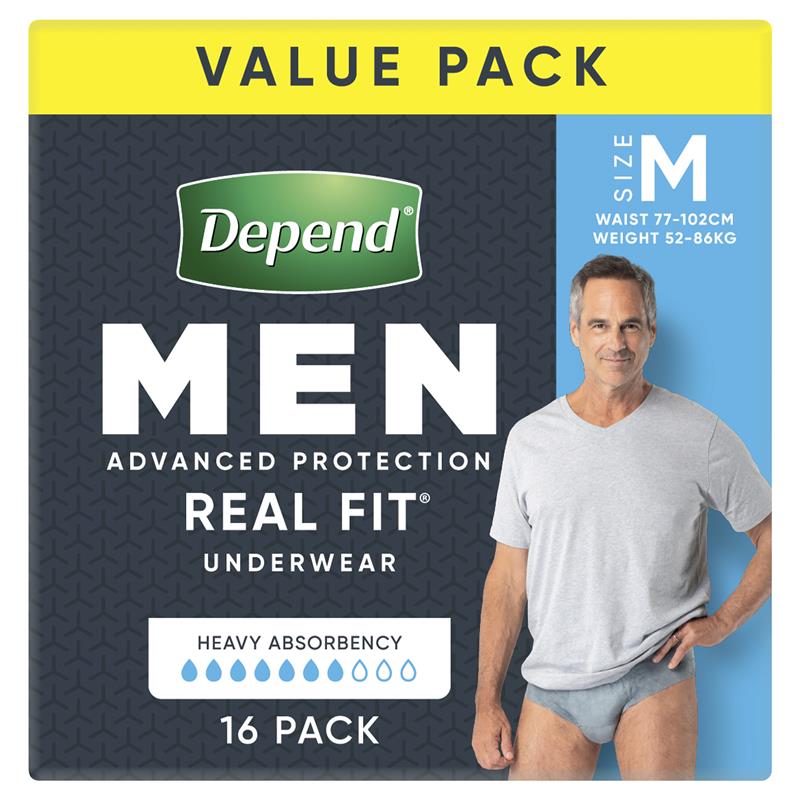 Load image into Gallery viewer, Depend Men Real Fit Underwear Medium 16 Bulk Pack
