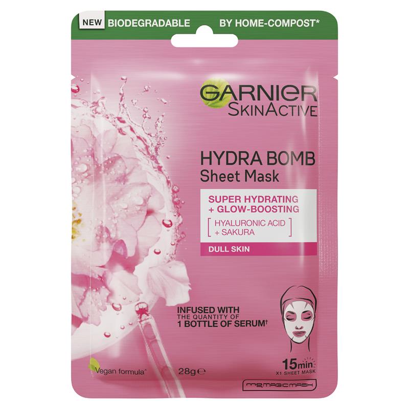 Load image into Gallery viewer, Garnier Hydra Bomb Hyaluronic Acid + Sakura Sheet Mask

