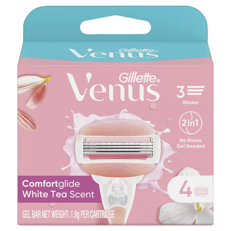 Load image into Gallery viewer, Gillette Venus Comfort Glide White Tea Blade Refills 4 Pack
