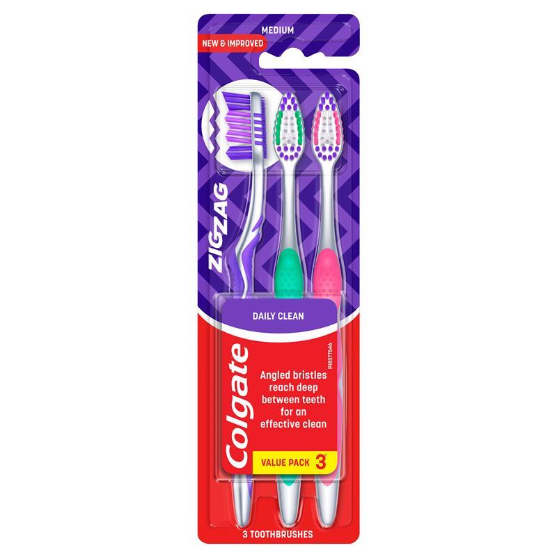 Load image into Gallery viewer, Colgate Toothbrush Zig Zag Daily Clean Medium Value 3 Pack
