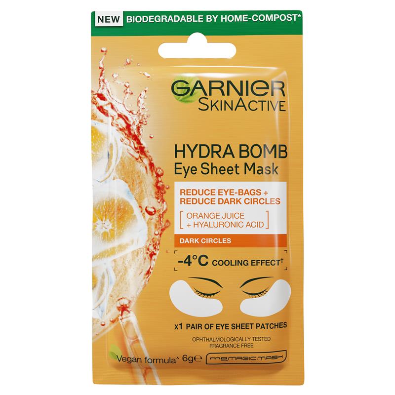 Load image into Gallery viewer, Garnier Hydra Bomb Hyaluronic Acid + Orange Extract Eye Sheet Mask
