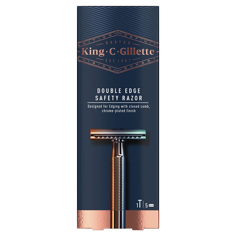 Load image into Gallery viewer, King C Gillette Double Edge Safety Razor + 5 Razor Blades

