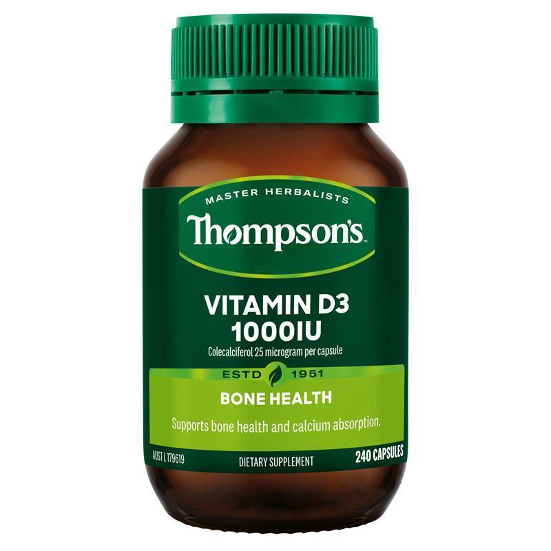 Load image into Gallery viewer, Thompson's Vitamin D3 1000IU 240 Capsules

