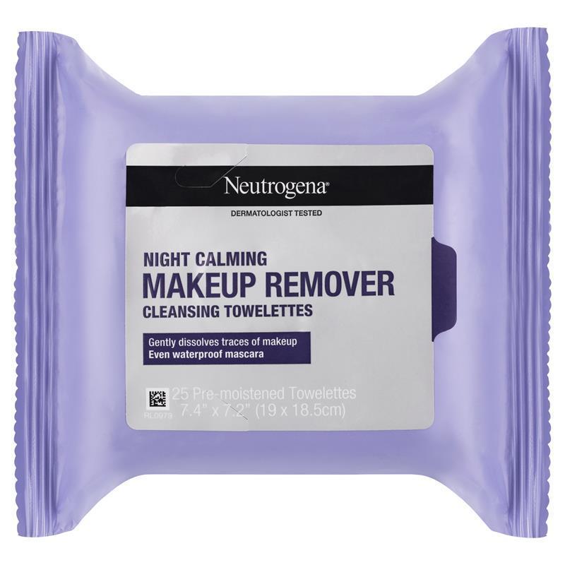 Load image into Gallery viewer, Neutrogena Night Calming Makeup Remover Cleansing Towelettes Wipes 25 Pack
